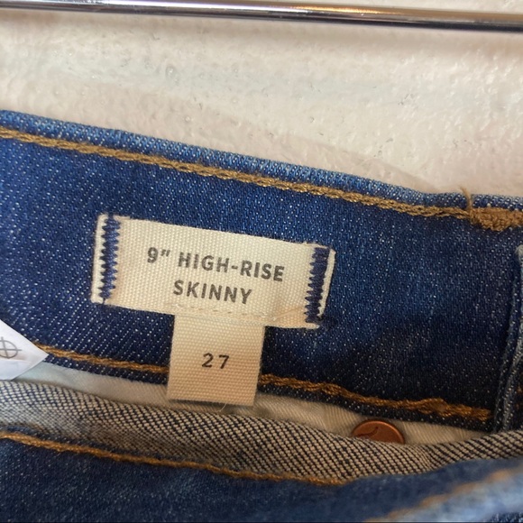 Madewell 9” High Rise Skinny Jeans Raw Hem Dark Women’s‎ Sz 27 - Picture 6 of 7